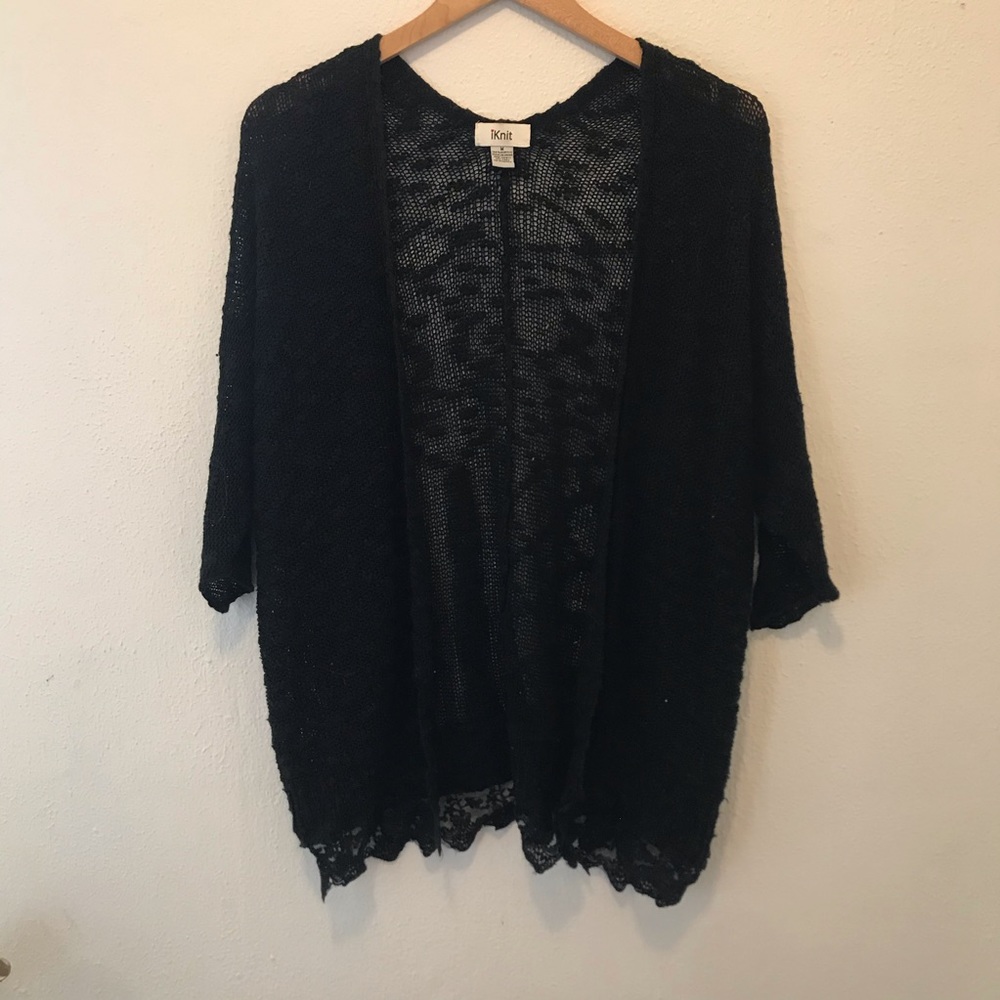 Black lace/knit cardigan